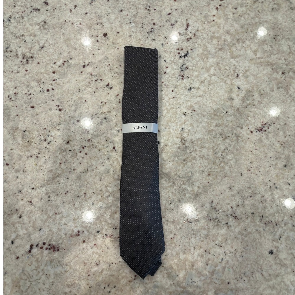 Alfani‎ Men's Gray Geometric Silk Tie 3.25" Classic Width NWT
